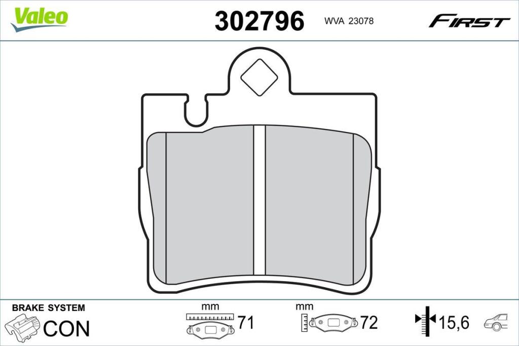 Jeu de 4 plaquettes de frein VALEO ref. 302796